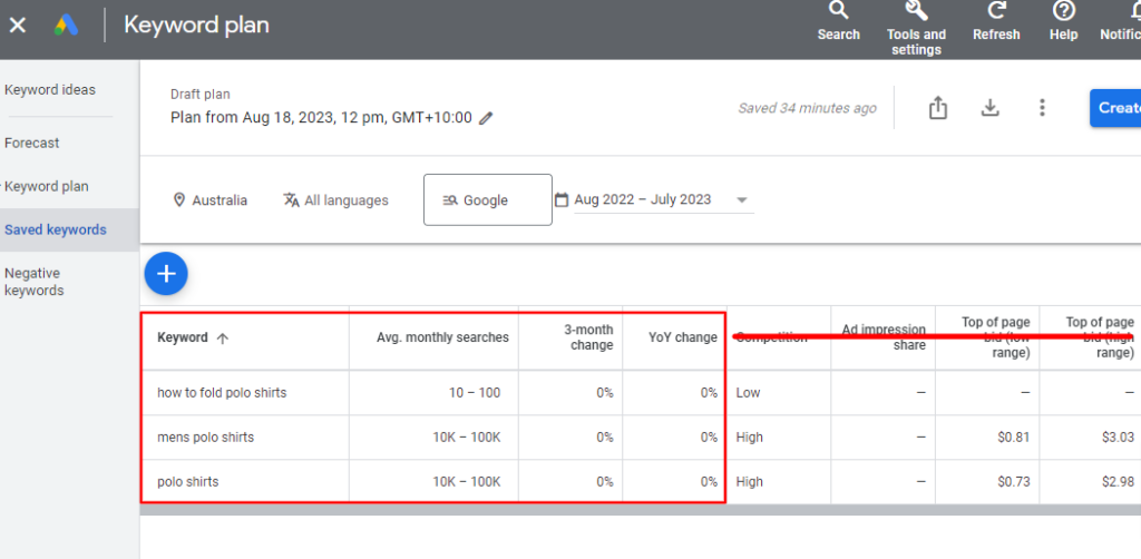 How to compare search results for different time periods