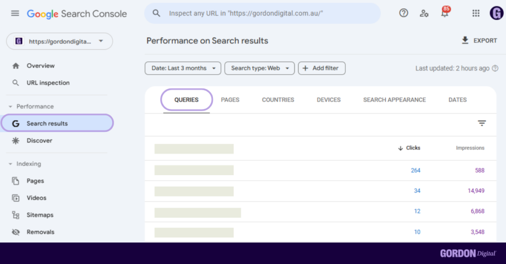 How to check Search Queries in Google Search Console