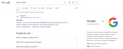 example of a search result on Google