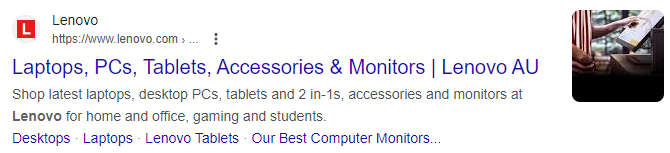 SERP results of a laptop search